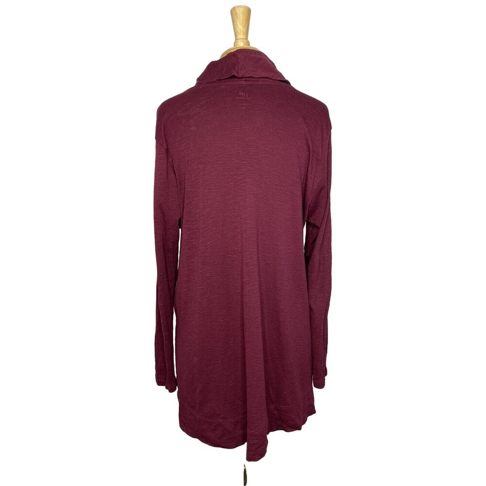 J.JILL Burgundy Red Pima Cowl Neck Tunic Top Large Petite Long Sleeve - Picture 3 of 10